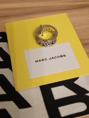 Marc Jacobs Silver Cutout Logo Band Ring